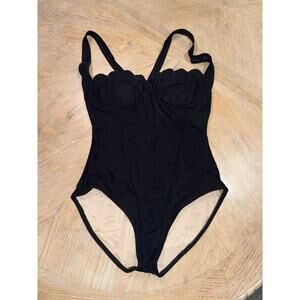 Carol Wior vintage shell bra black one piece swimsuit size 10